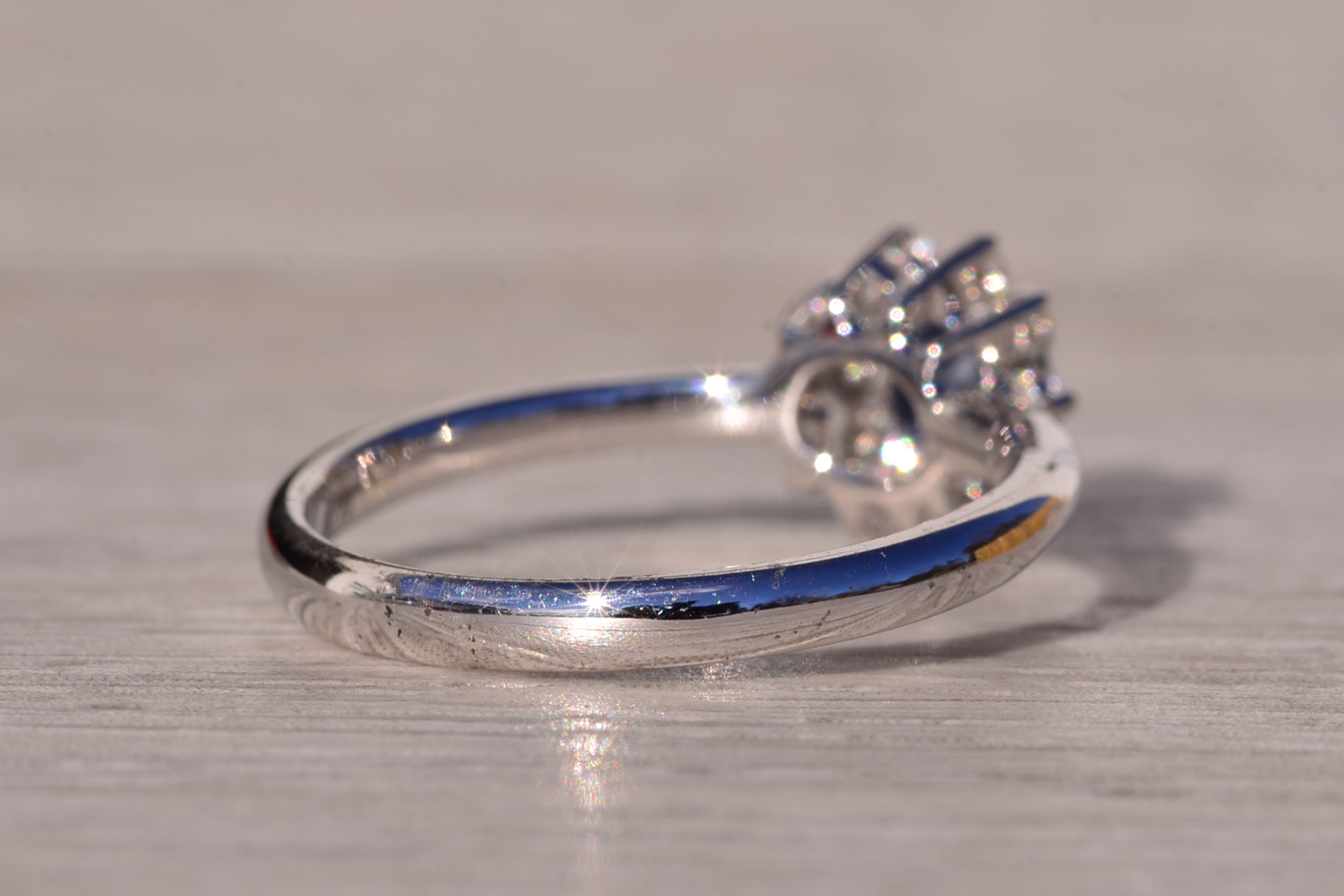 SOLD: The Hot: Sapphire and Natural Diamond Halo Ring in White Gold - Image 5