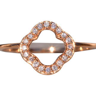 The Leederville: Clover Motif Ring in Rose Gold with Natural Diamonds