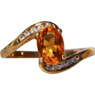 SOLD - The Fire: Citrine and Natural Diamond Bypass Ring in Yellow Gold