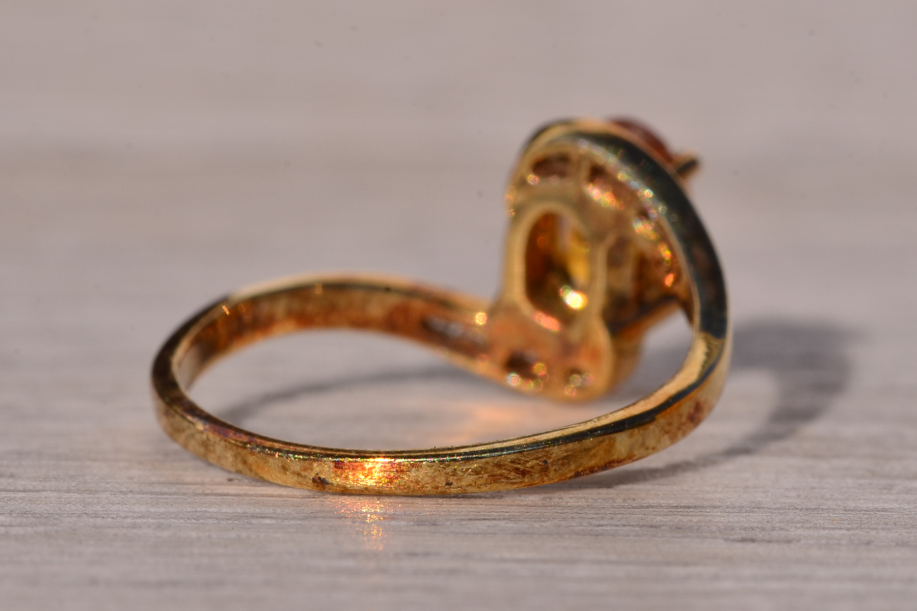 SOLD - The Fire: Citrine and Natural Diamond Bypass Ring in Yellow Gold - Image 5