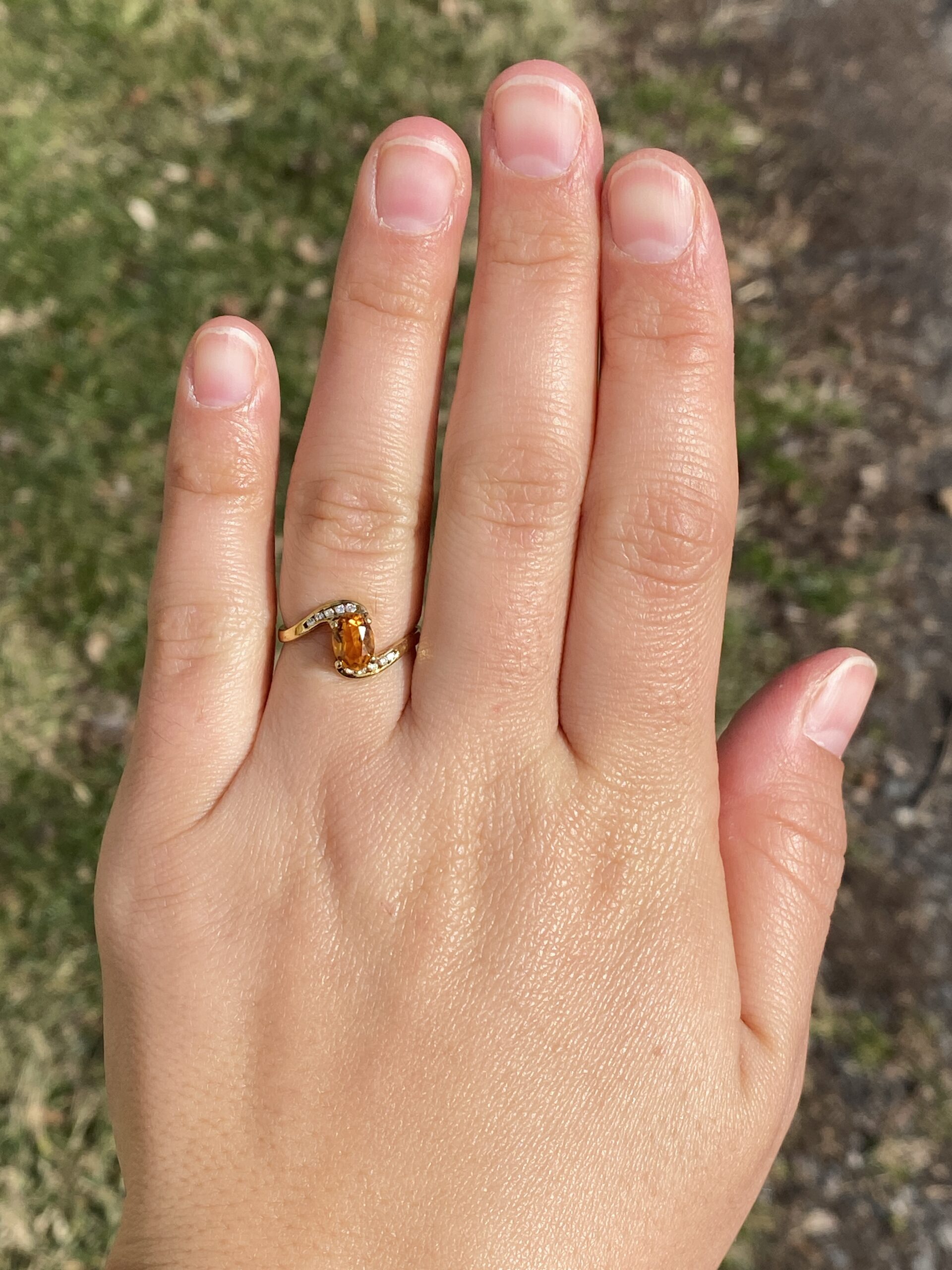 SOLD - The Fire: Citrine and Natural Diamond Bypass Ring in Yellow Gold - Image 8