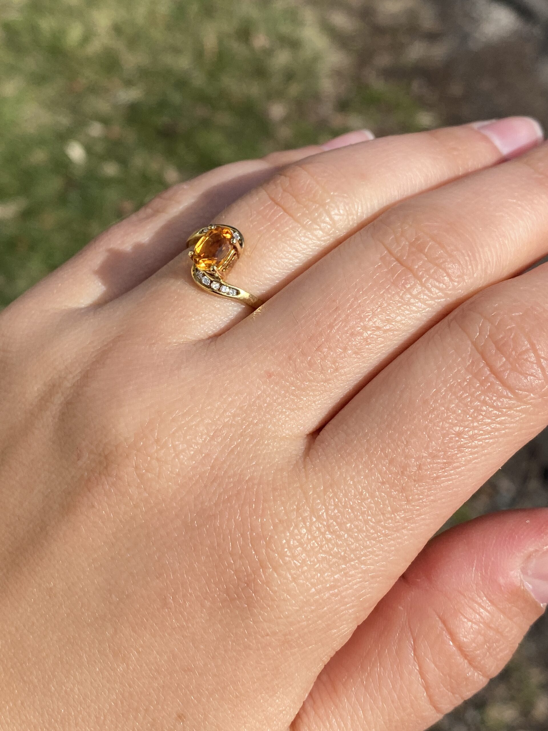 SOLD - The Fire: Citrine and Natural Diamond Bypass Ring in Yellow Gold - Image 9