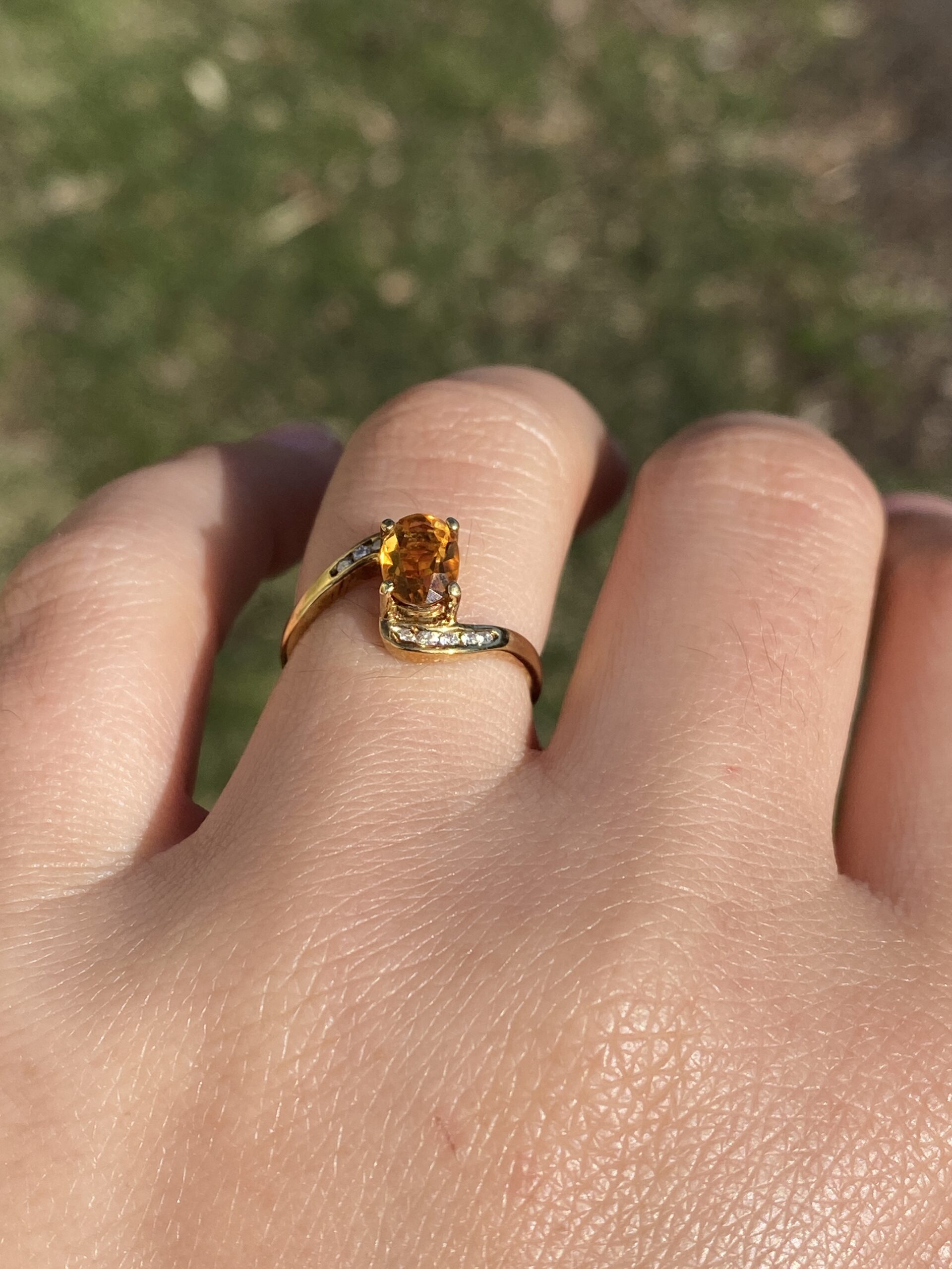 SOLD - The Fire: Citrine and Natural Diamond Bypass Ring in Yellow Gold - Image 10