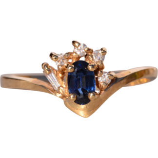 The Vint: Natural Sapphire and Diamond Ring in Yellow Gold