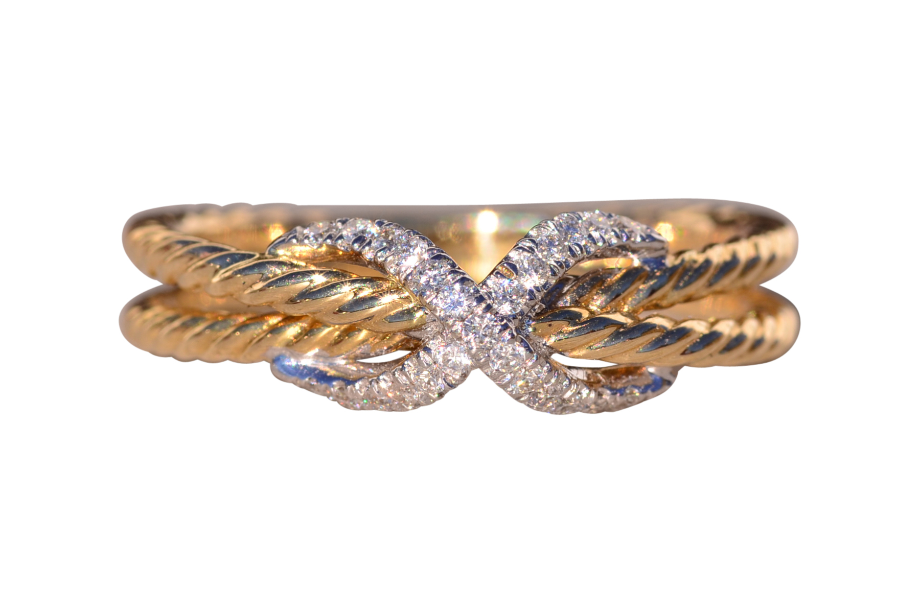 SOLD - The Gaber: Gabriel and Company Signed X Ring in Yellow Gold