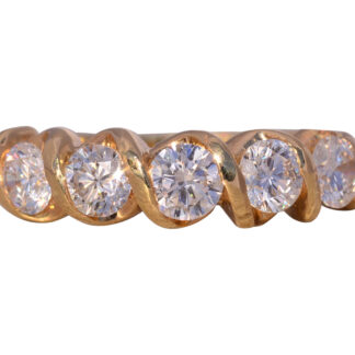 The Perce: Vintage Bar Set Tennis Style Natural Diamond Band in Yellow Gold