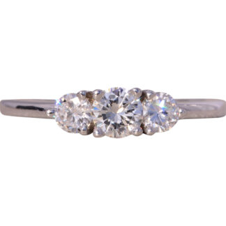 The Praggo: Three Stone Natural Diamond Ring in White Gold