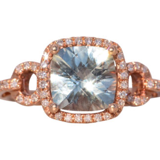 The Carrib: Praisiolite and Natural Diamond Ring in Rose Gold