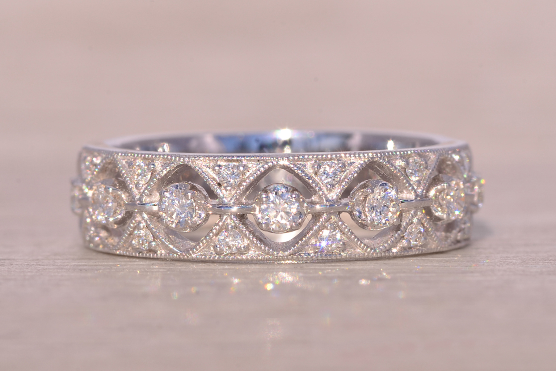 SOLD - The Fortnight: Gabriel and Company Signed Patterned Diamond Band - Image 2