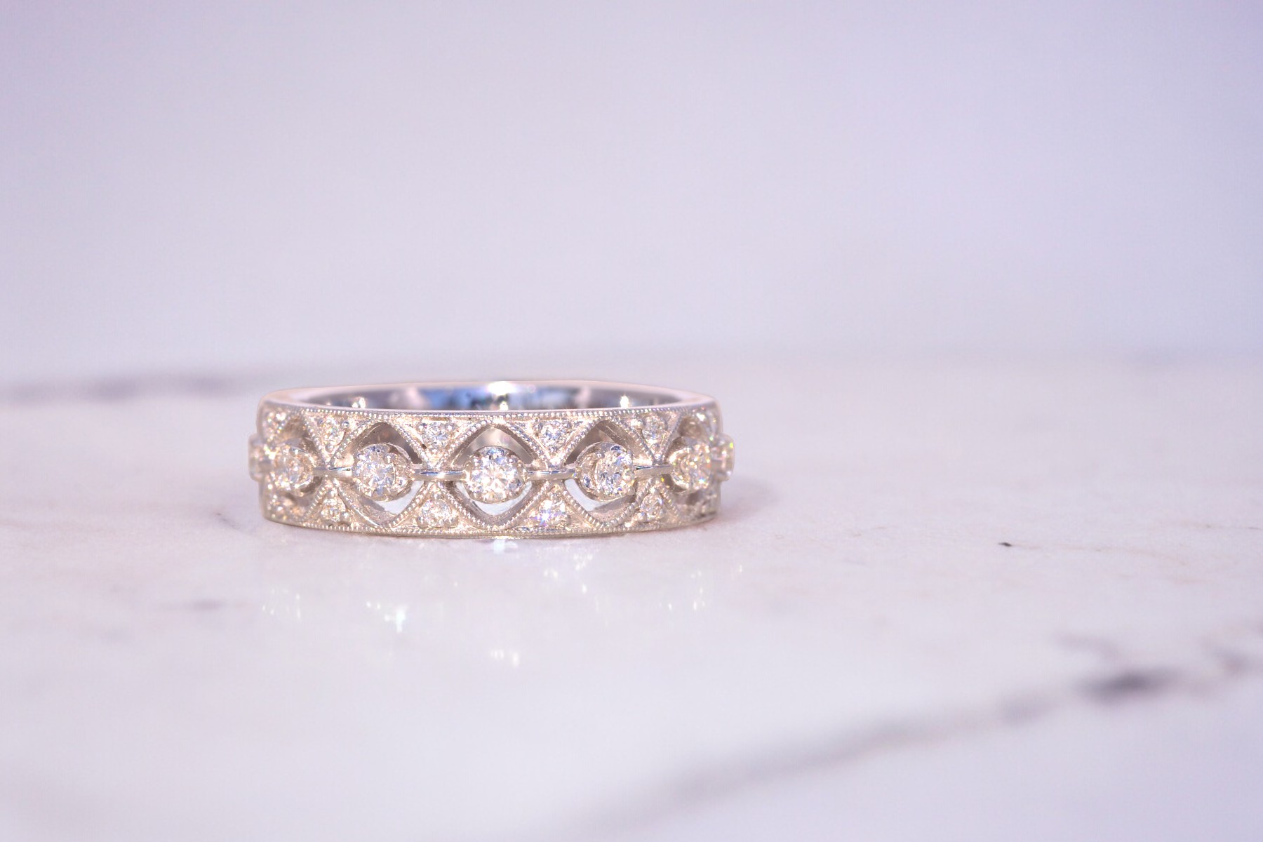 SOLD - The Fortnight: Gabriel and Company Signed Patterned Diamond Band - Image 11