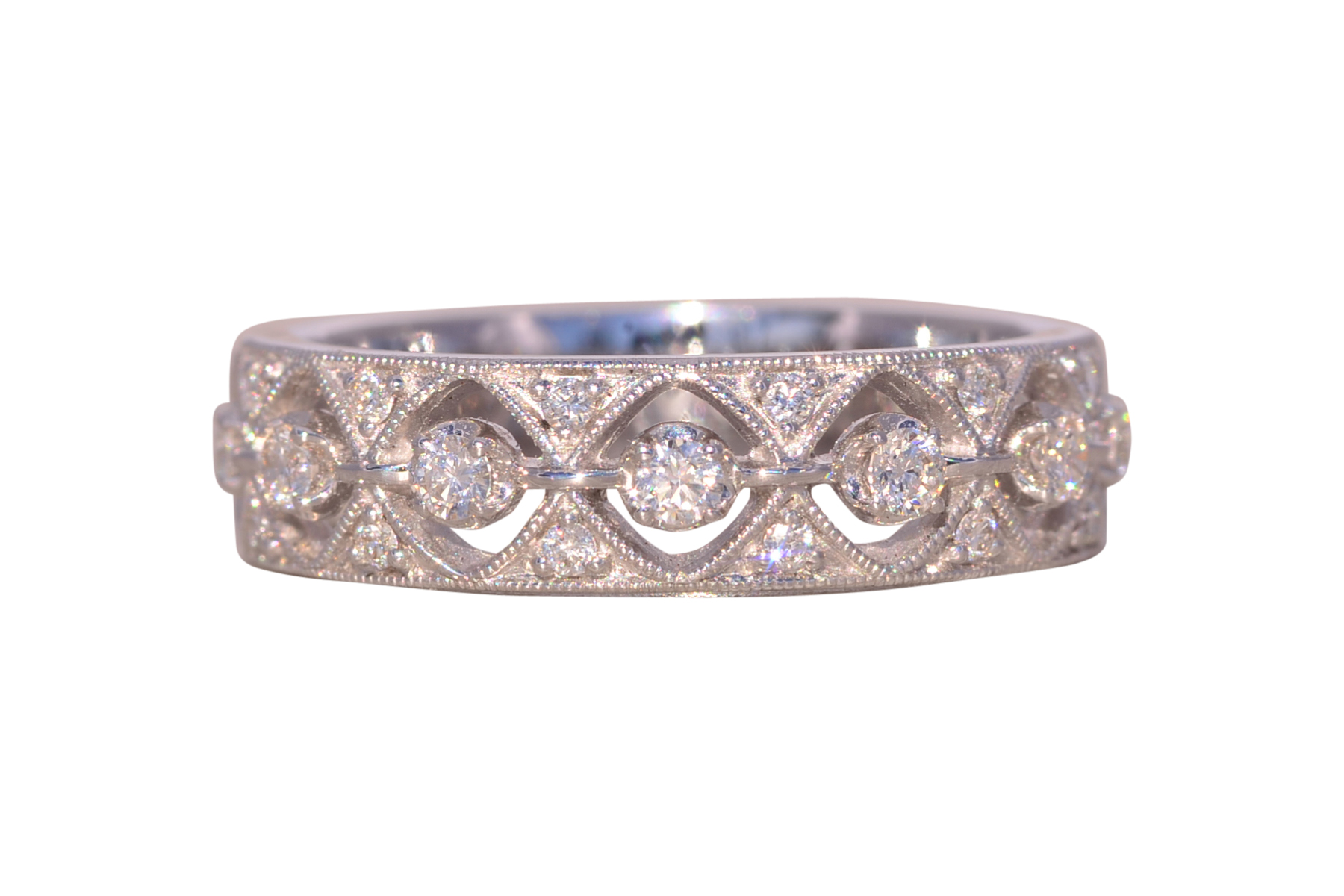 SOLD - The Fortnight: Gabriel and Company Signed Patterned Diamond Band