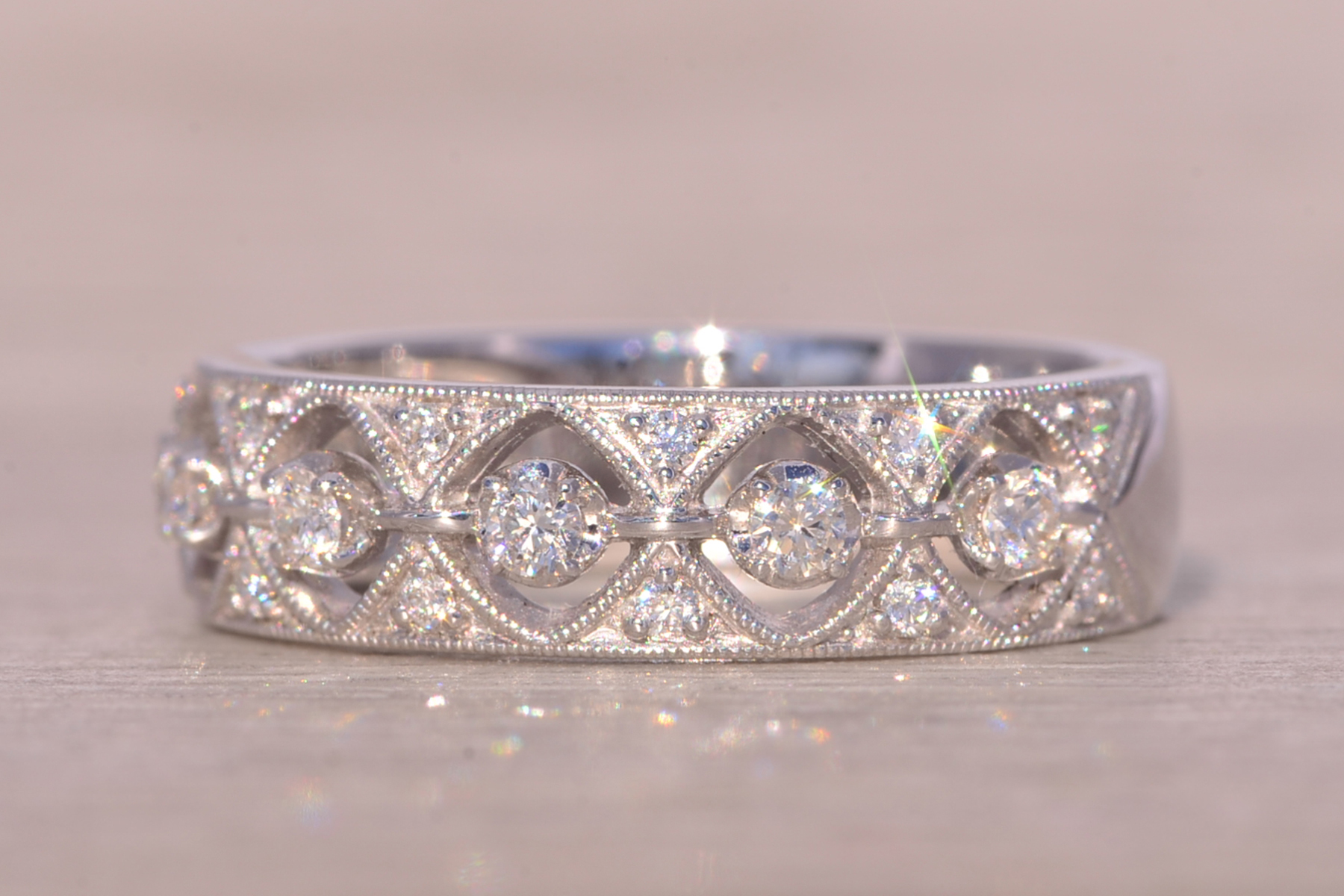 SOLD - The Fortnight: Gabriel and Company Signed Patterned Diamond Band - Image 3