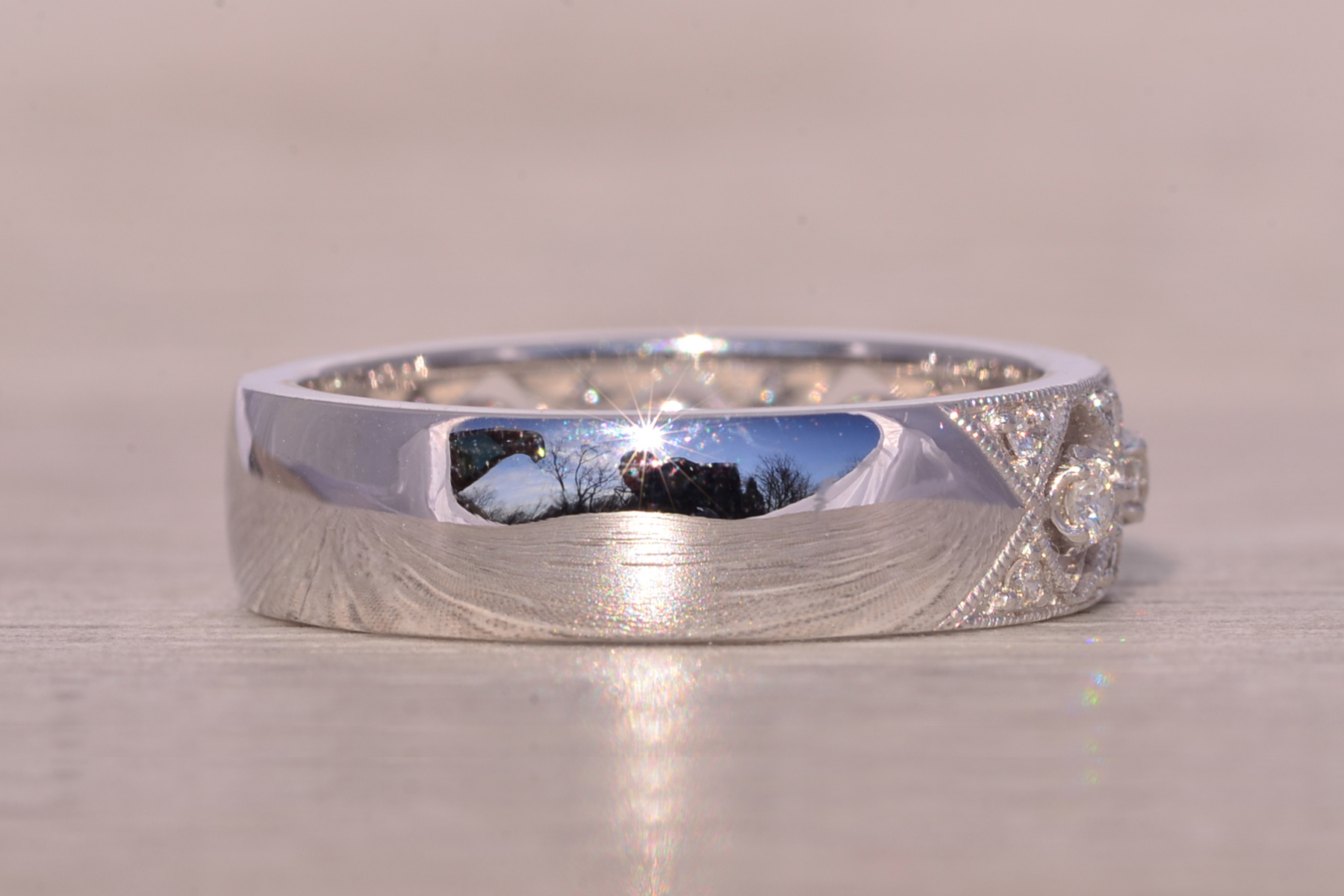 SOLD - The Fortnight: Gabriel and Company Signed Patterned Diamond Band - Image 5