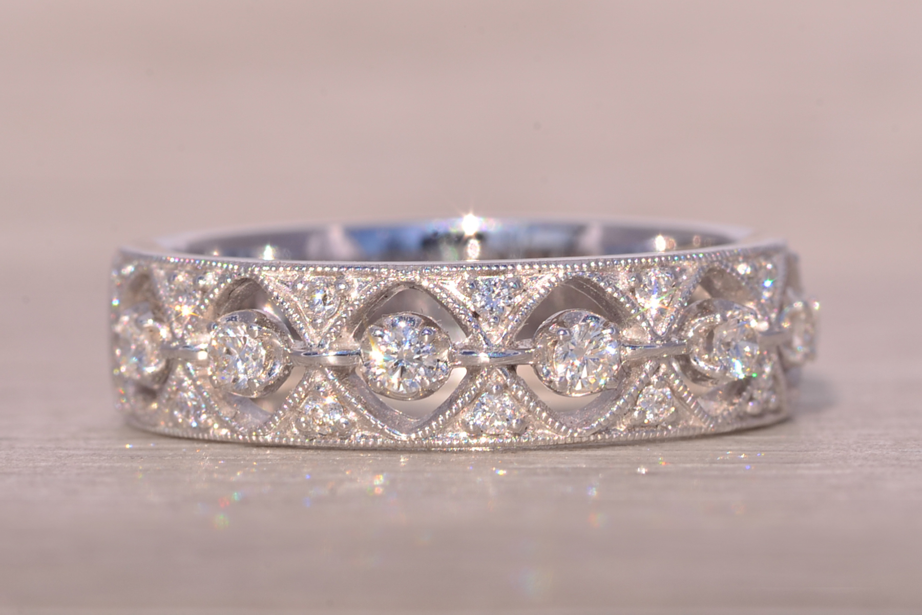 SOLD - The Fortnight: Gabriel and Company Signed Patterned Diamond Band - Image 6
