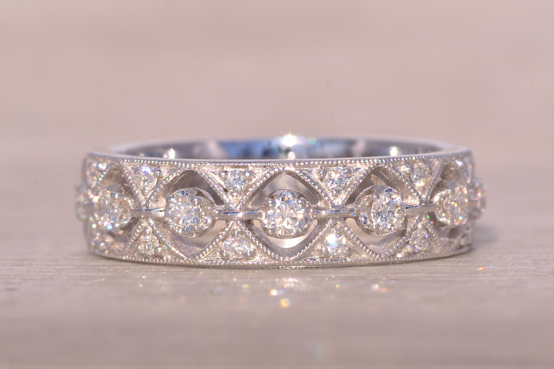 SOLD - The Fortnight: Gabriel and Company Signed Patterned Diamond Band - Image 7