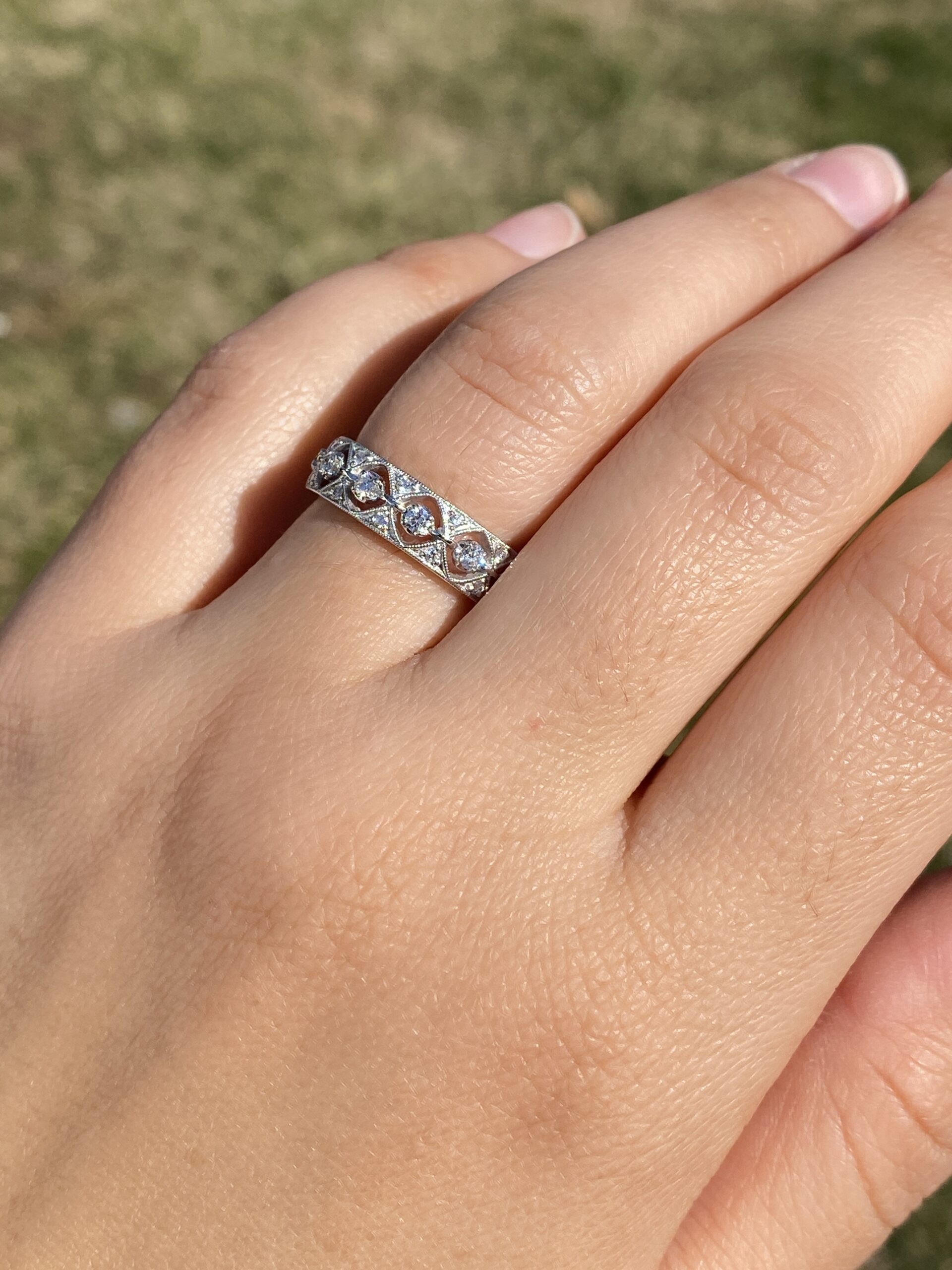 SOLD - The Fortnight: Gabriel and Company Signed Patterned Diamond Band - Image 9