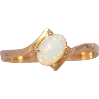 The Gama: Natural Australian Opal Bypass Ring in Yellow Gold