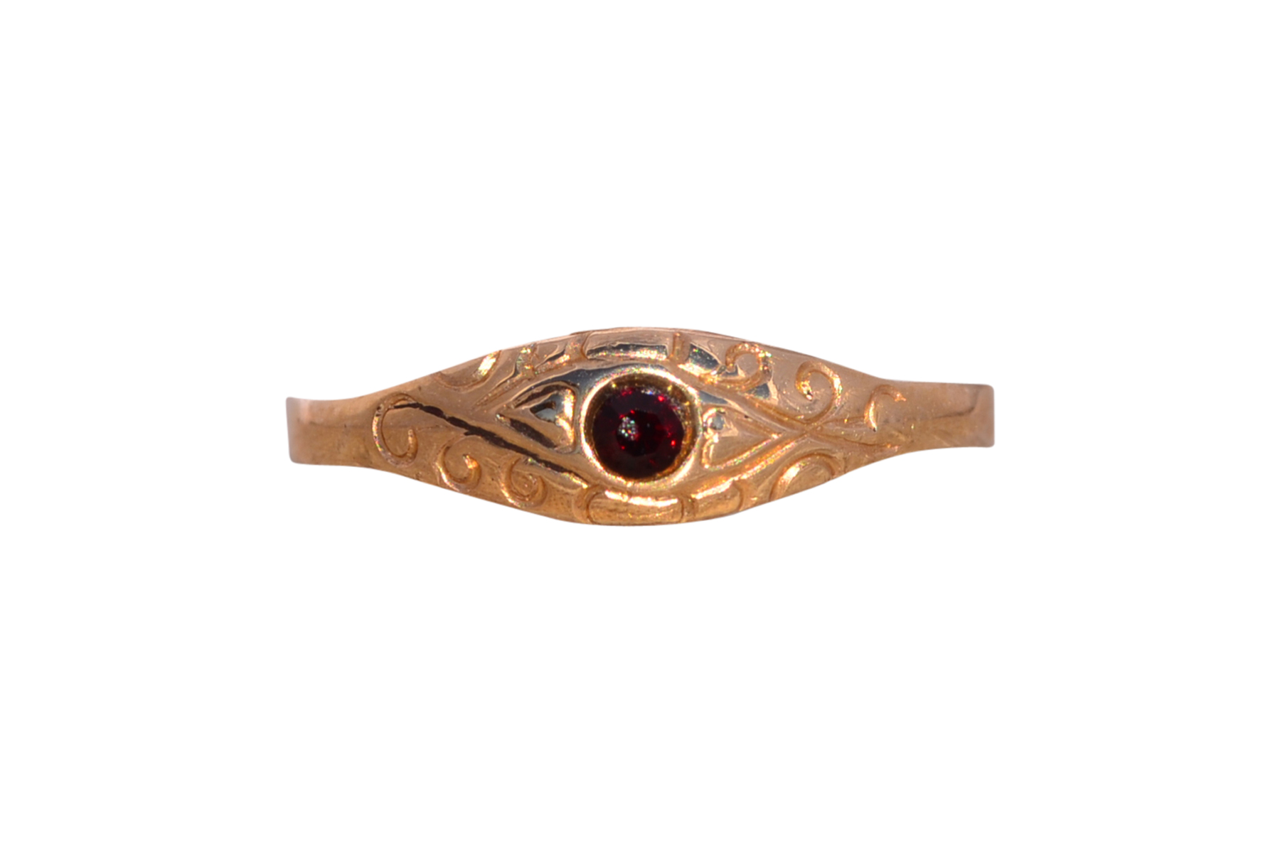 SOLD - The Vinta: Vintage Petite Garnet Ring in Yellow Gold