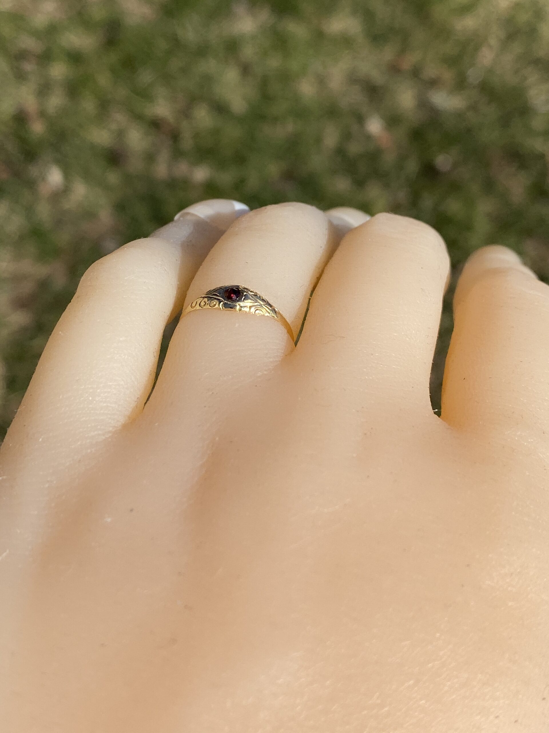 SOLD - The Vinta: Vintage Petite Garnet Ring in Yellow Gold - Image 10