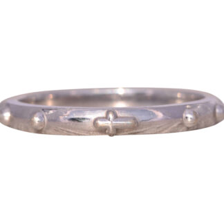 The Hap: White Gold Rosary Cross Band