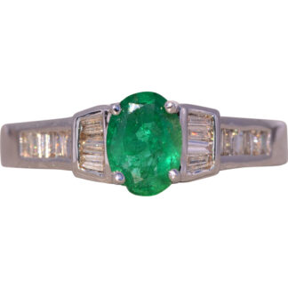 The Chainer: Natural Emerald and Diamond Ring in White Gold