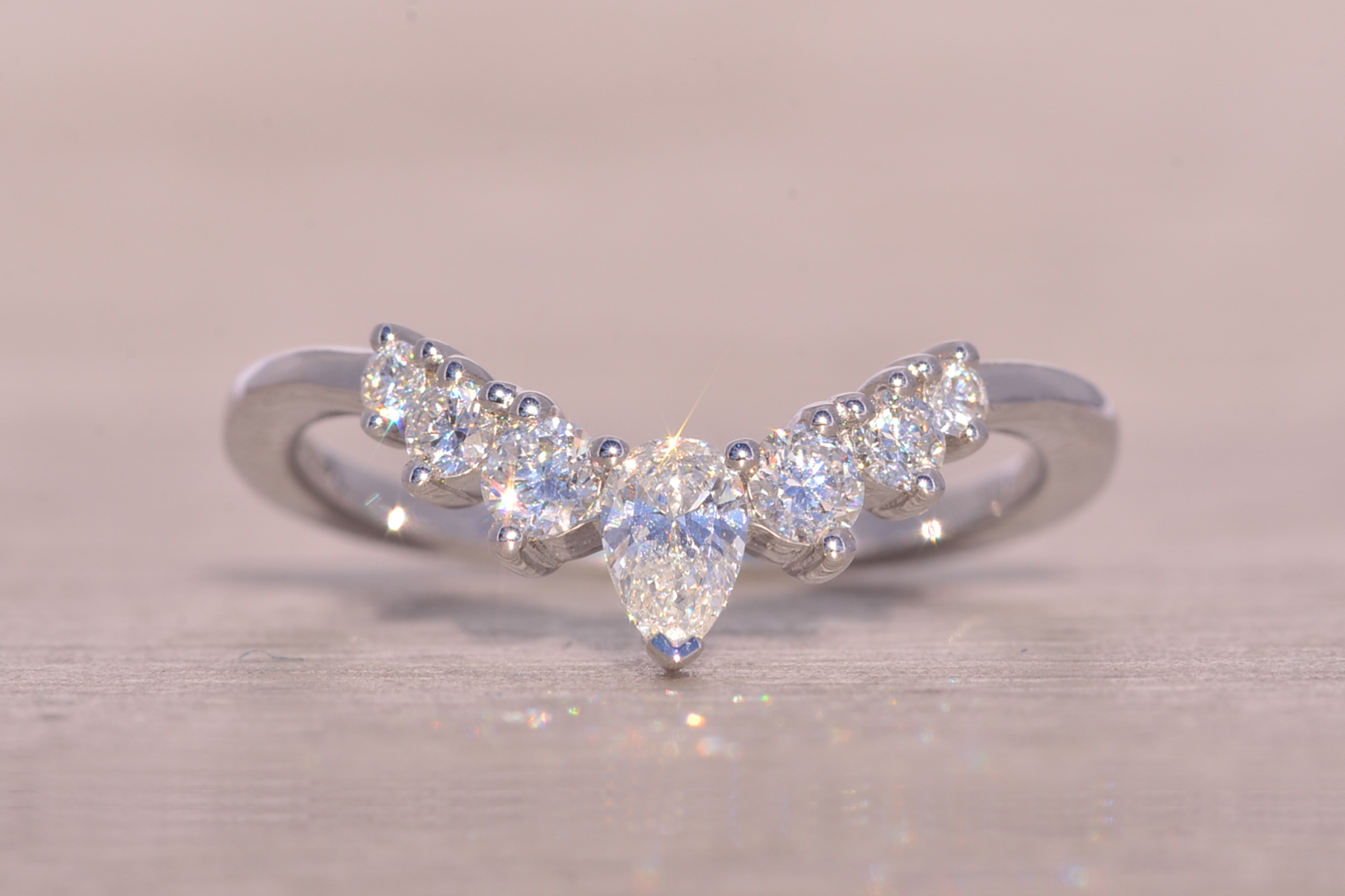 The Laud: Gabriel and Company Signed Natural Diamond Chevron Ring in White Gold - Image 2