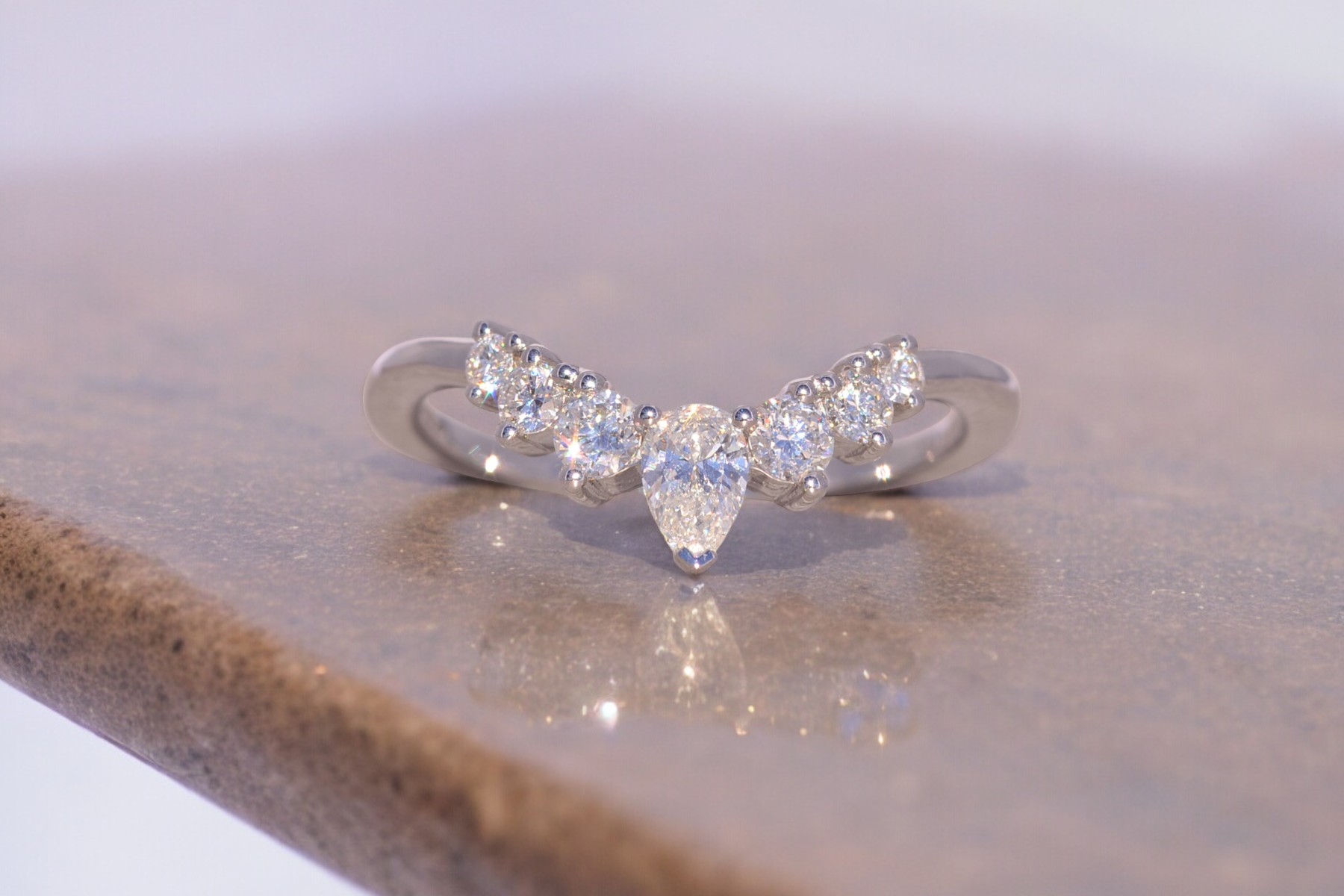 The Laud: Gabriel and Company Signed Natural Diamond Chevron Ring in White Gold - Image 11