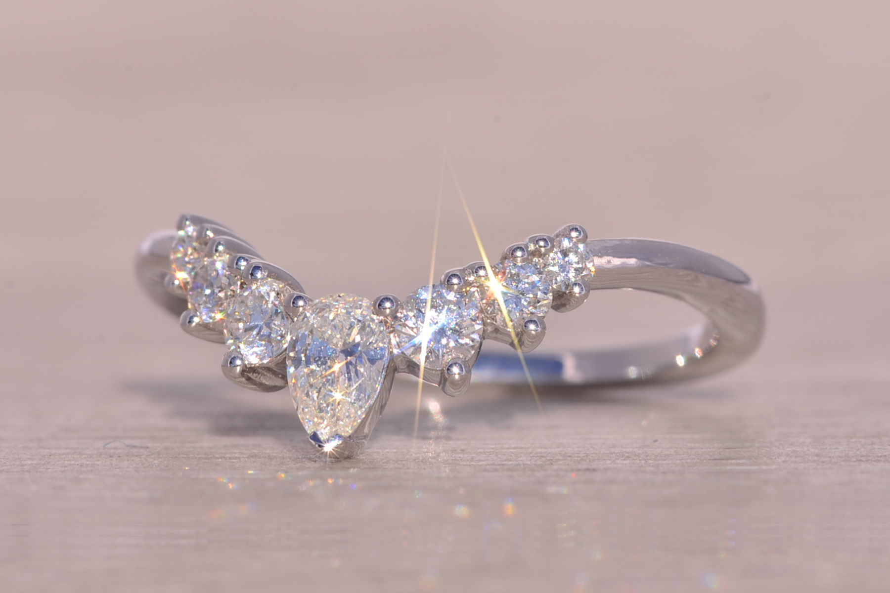 The Laud: Gabriel and Company Signed Natural Diamond Chevron Ring in White Gold - Image 3
