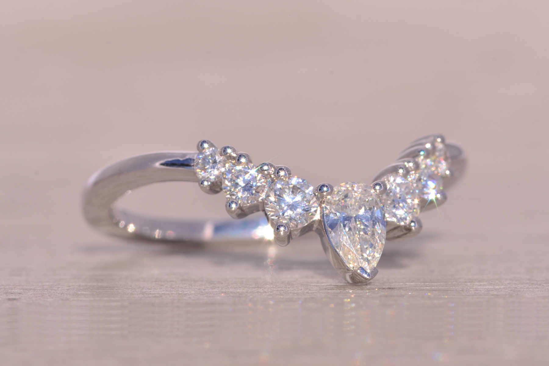 The Laud: Gabriel and Company Signed Natural Diamond Chevron Ring in White Gold - Image 6