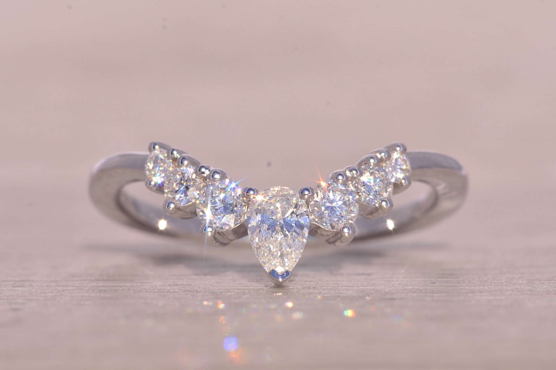 The Laud: Gabriel and Company Signed Natural Diamond Chevron Ring in White Gold - Image 7