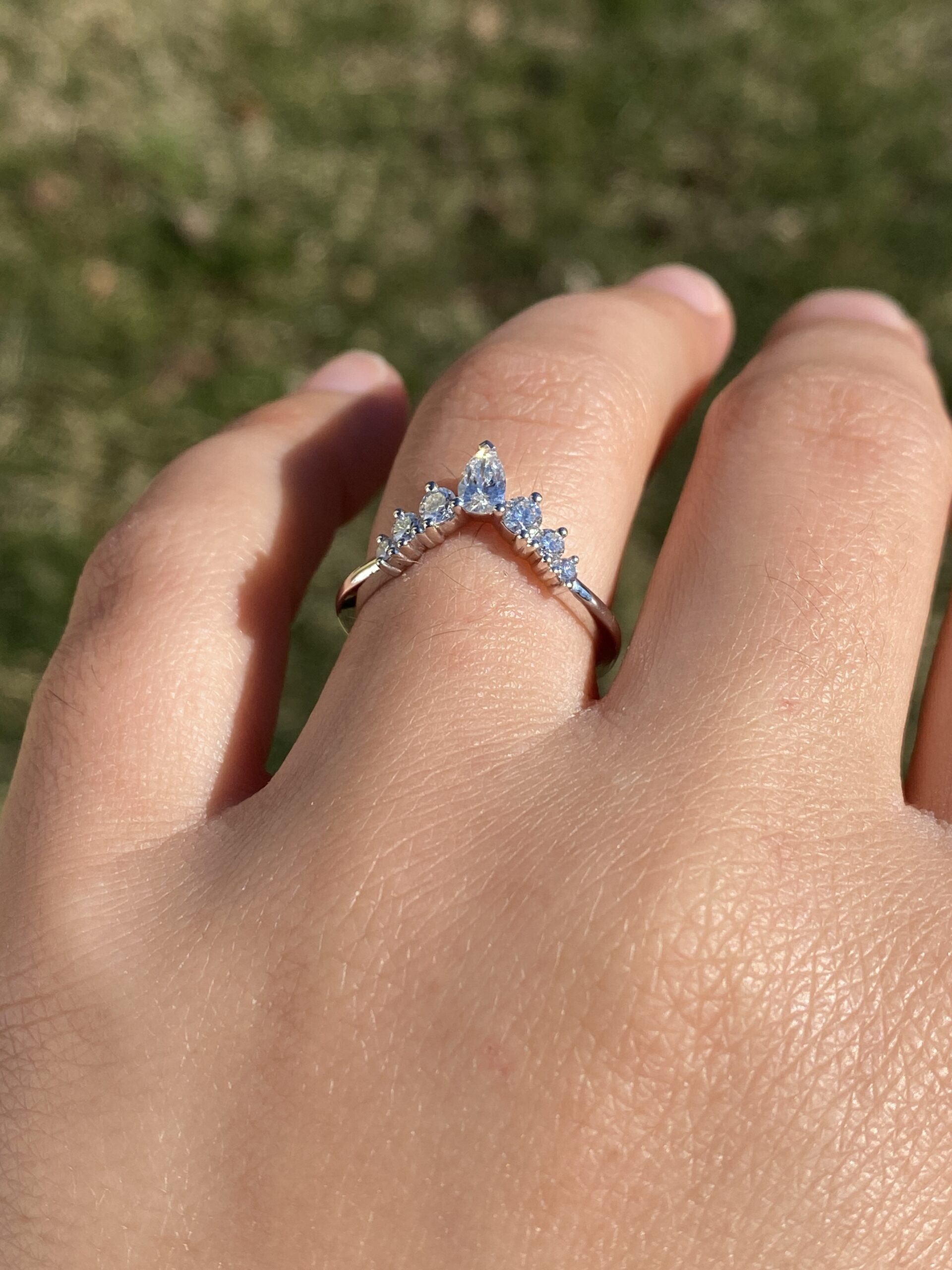 The Laud: Gabriel and Company Signed Natural Diamond Chevron Ring in White Gold - Image 10