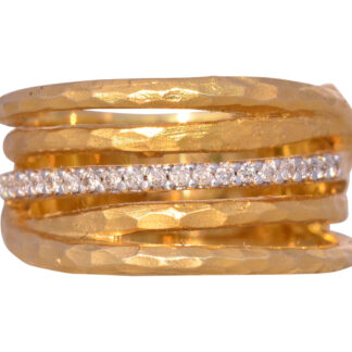 Signed Natural Diamond Layered Ring in Yellow Gold