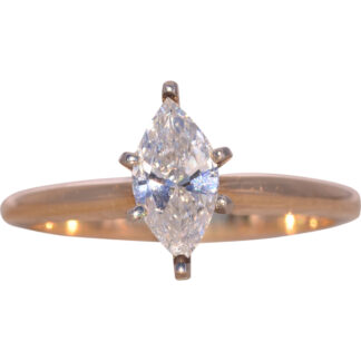 The Chance: Marquise Brilliant Cut Natural Diamond Solitaire Ring in Yellow Gold