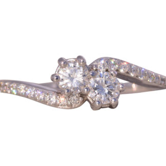 The Anar: Natural Diamond Toi Et Moi Two Diamond Ring in White Gold