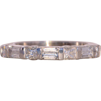 The Possi: Baguette and Round Natural Diamond Band in White Gold