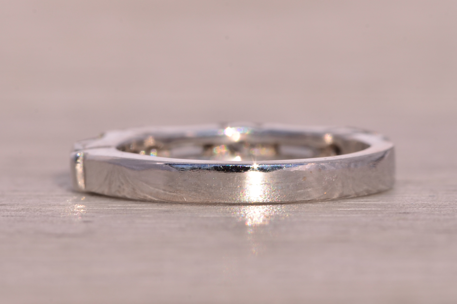 The Possi: Baguette and Round Natural Diamond Band in White Gold - Image 4