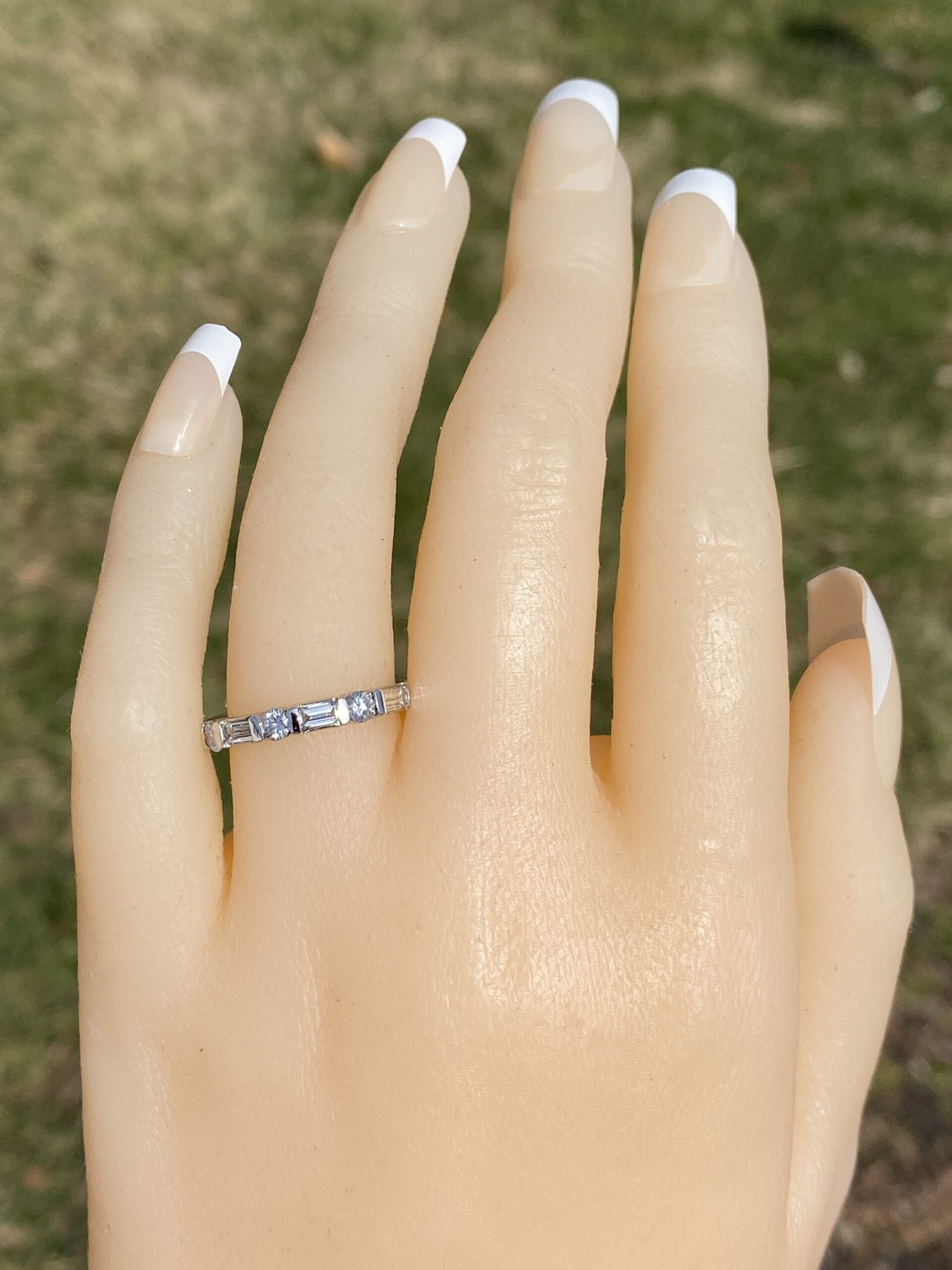 The Possi: Baguette and Round Natural Diamond Band in White Gold - Image 8