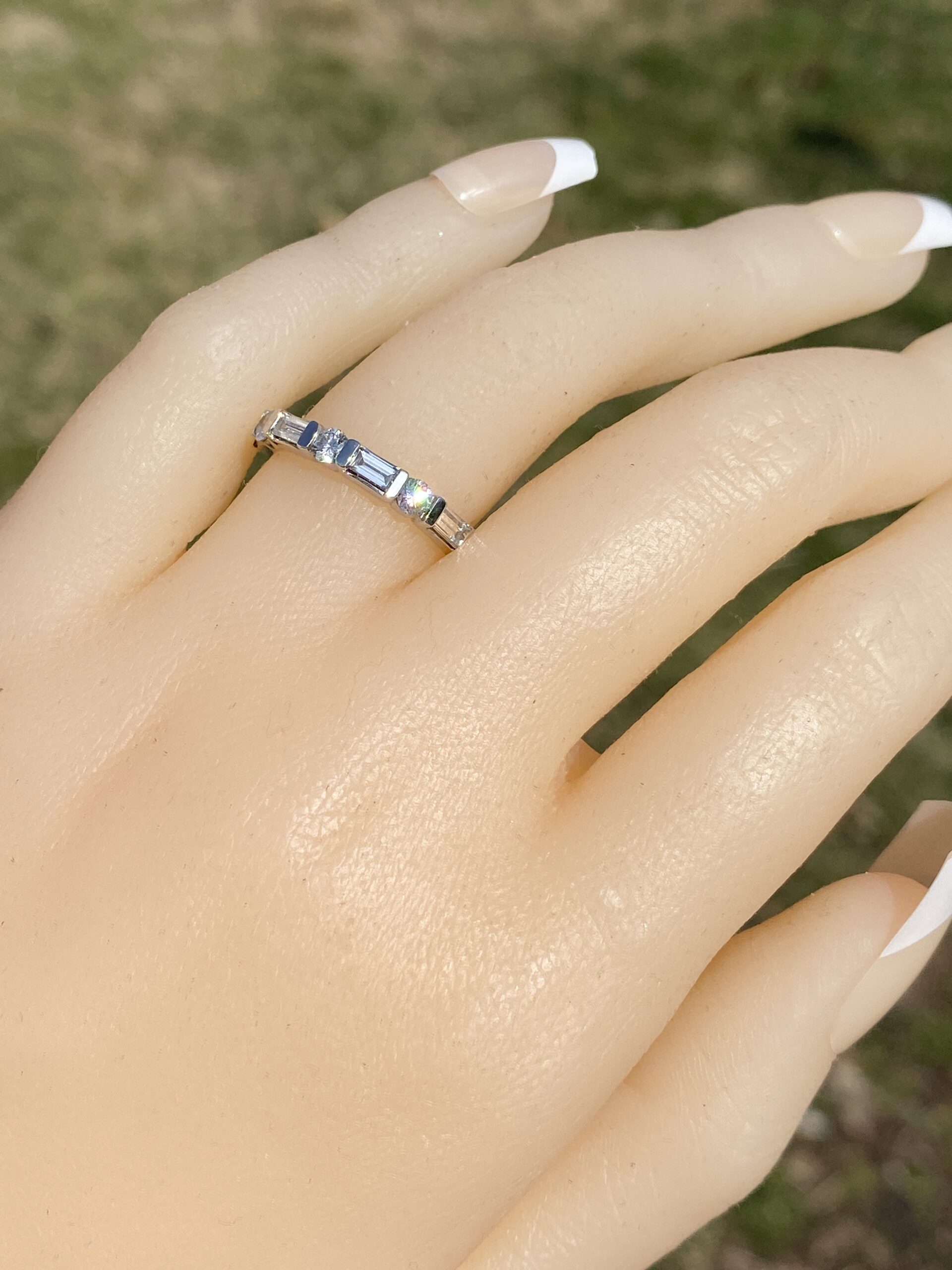 The Possi: Baguette and Round Natural Diamond Band in White Gold - Image 9