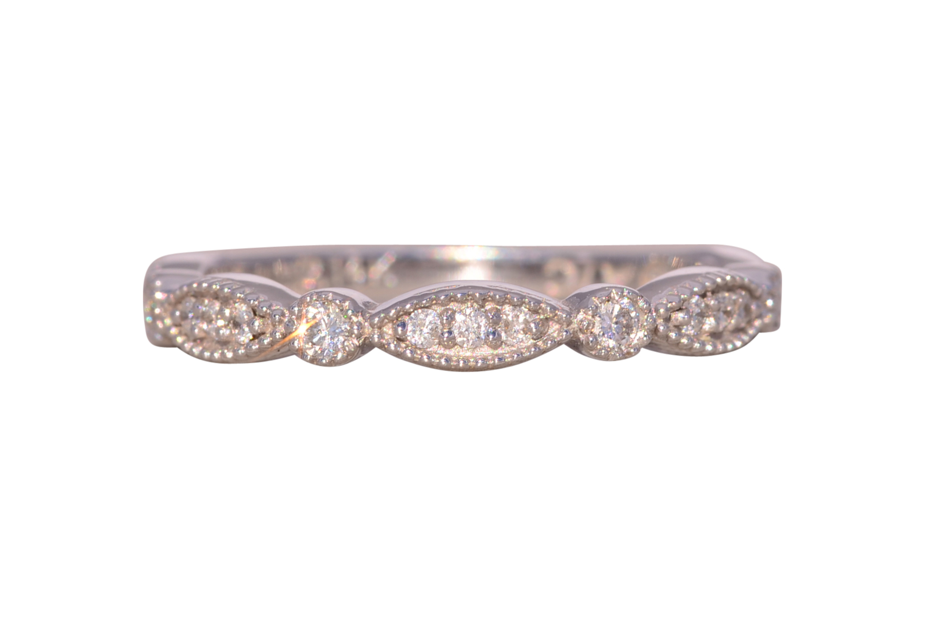 The Netil: Stationed Natural Diamond Band in White Gold