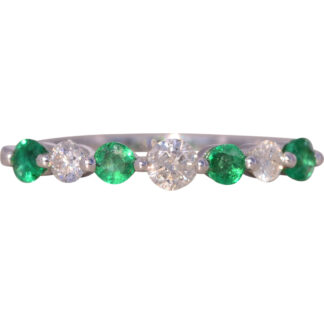 The Chi: Single Prong Set Natural Emerald and Diamond Band