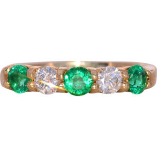 The Huma: Emerald and Natural Diamond Band in Yellow Gold