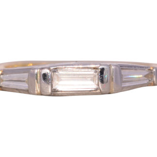 The Skib: Triple Baguette Band in Platinum and Yellow Gold