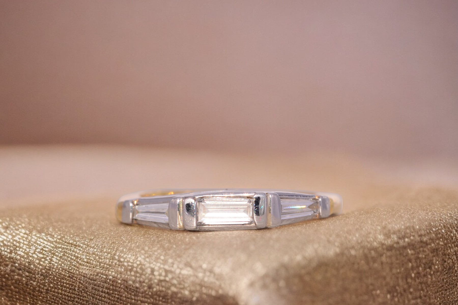 The Skib: Triple Baguette Band in Platinum and Yellow Gold - Image 10