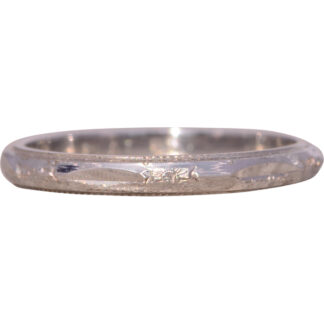The Jib:  Antique Art Deco Era Platinum Wedding Band with Hand Engraving