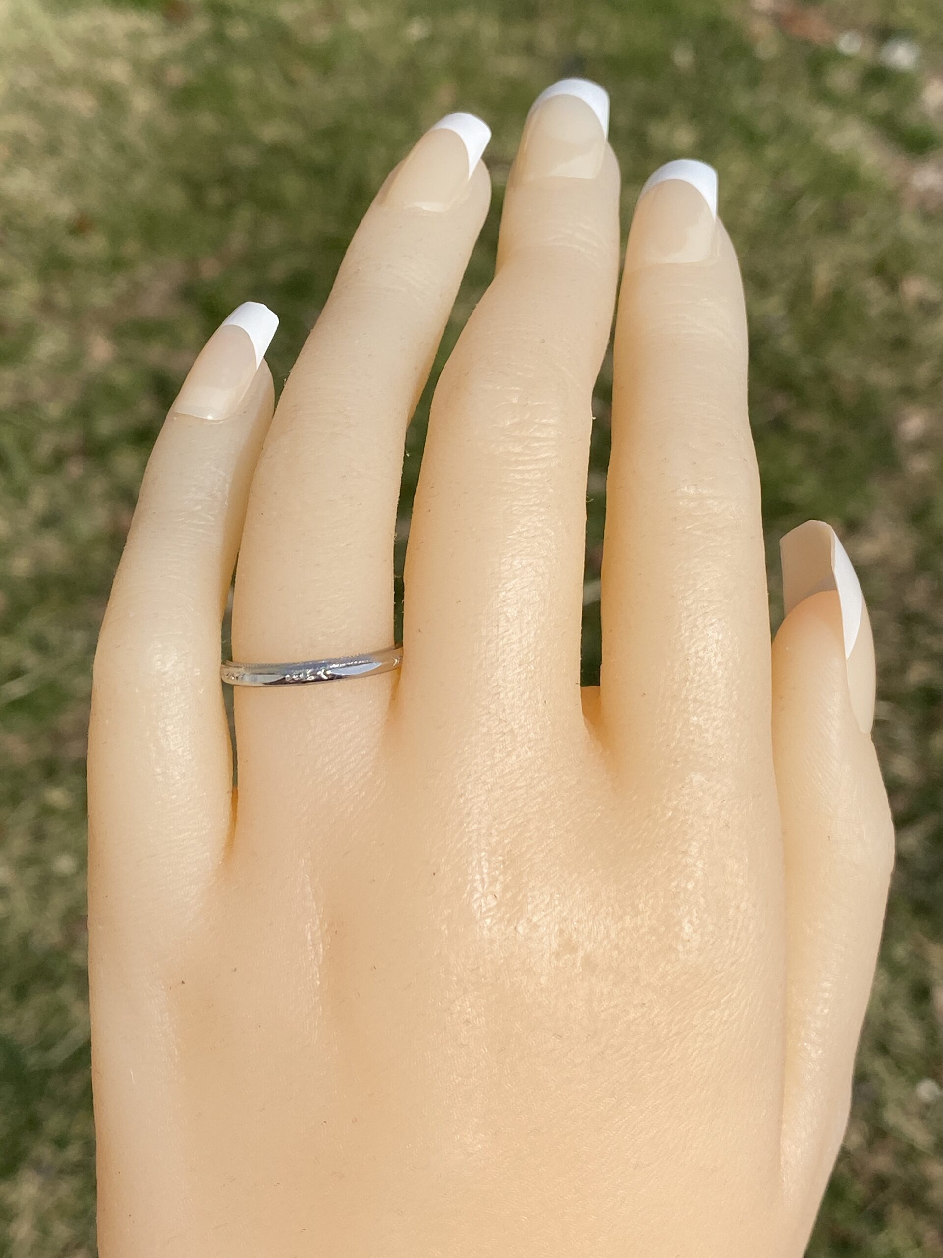 The Jib: Antique Art Deco Era Platinum Wedding Band with Hand Engraving - Image 6