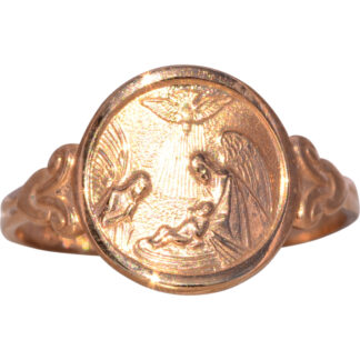 The Protector: Guardian Angel Protect Us Ring in Yellow Gold