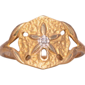 SOLD - The Ariel: Sand Dollar Ring in Yellow Gold with Diamond