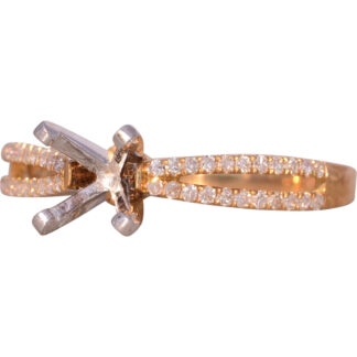 Split Shank Natural Diamond Semi Mount in Yellow Gold