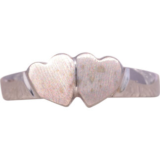 The Oscali: Double Heart Signet Ring in White Gold