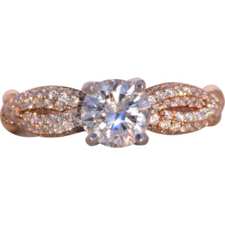 The Zega: Signed Round Brilliant Cut Natural Diamond Engagement Ring in Rose Gold